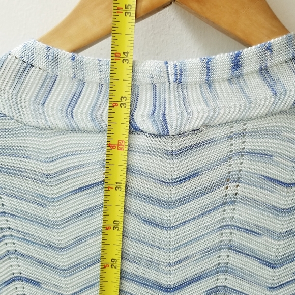 Chico's Turquoise Blue Wavy Stripe Open Front Cardigan Duster Sz 2/Lrg NWT - Picture 13 of 15